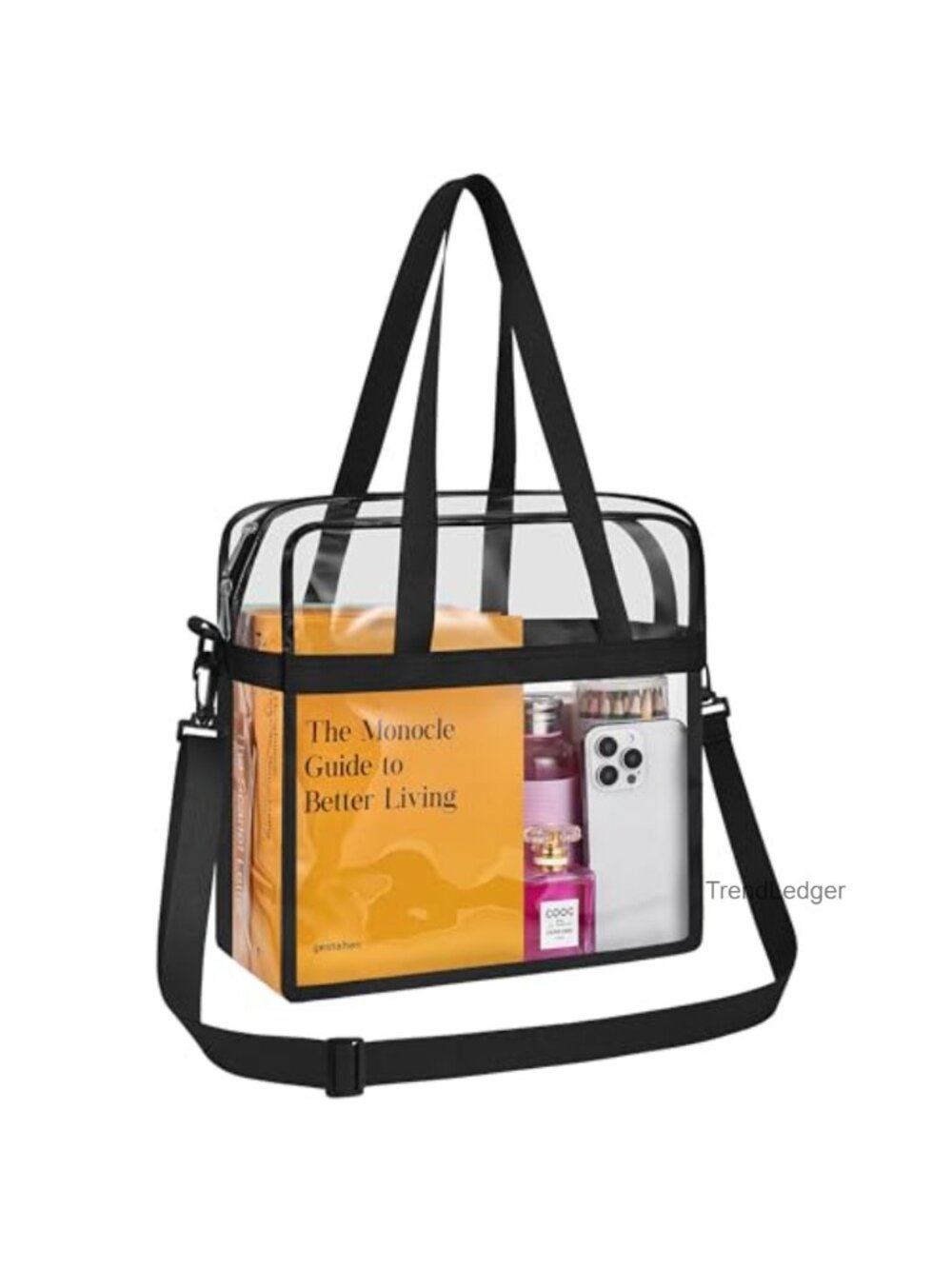Clear PVC Tote Bag Zipper Stadium Approved 12x6x12 Gym Travel